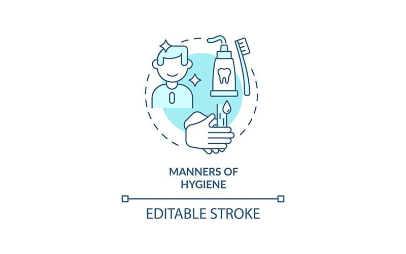 Manners Of Hygiene Turquoise Concept Icon Icon Set