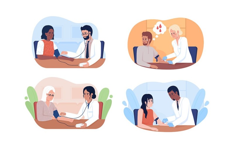 Medical tests for patients illustrations set Illustration