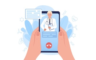 Telemedicine service via smartphone illustration