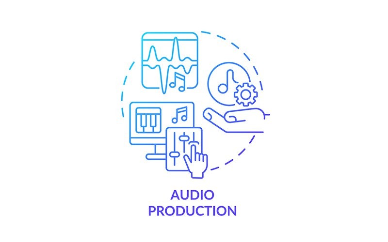 Audio Production Blue Gradient Concept Icon Icon Set