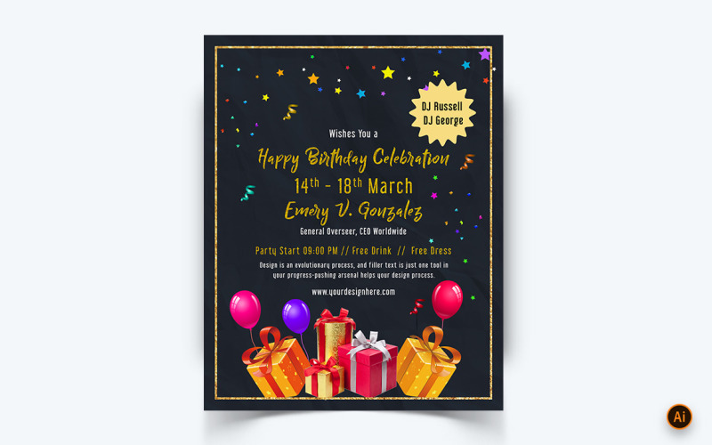 Birthday Party Celebration Social Media Feed Design Template-07