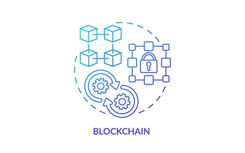 Blockchain Blue Gradient Concept Icon Icon Set