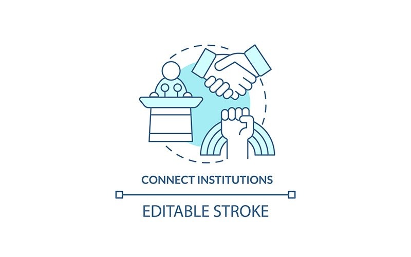 Connect Institutions Turquoise Concept Icon Icon Set