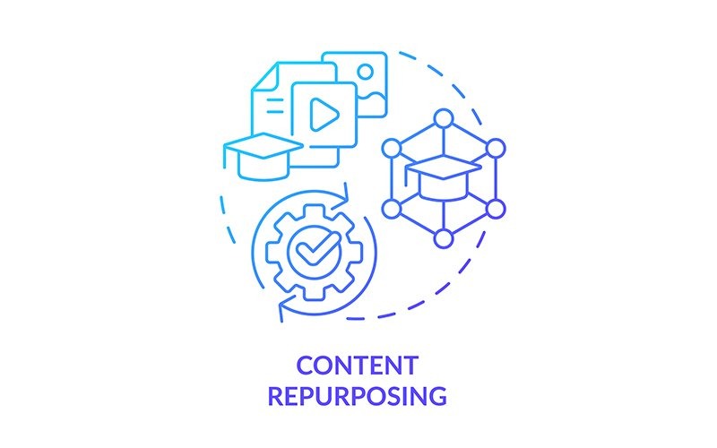 Content Repurposing Blue Gradient Concept Icon Icon Set