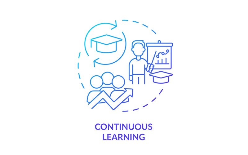 Continuous Learning Blue Gradient Concept Icon Icon Set