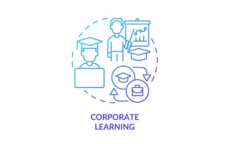 Corporate Learning Blue Gradient Concept Icon Icon Set
