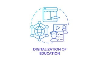Digitalization Of Education Blue Gradient Concept Icon