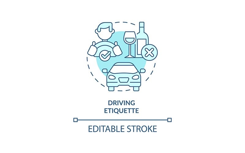 Driving Etiquette Turquoise Concept Icon Icon Set