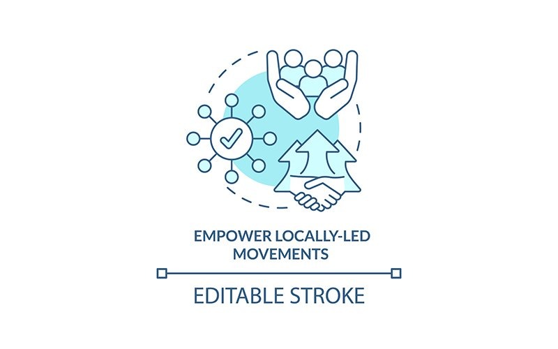 Empower Locally Led Movements Turquoise Concept Icon Icon Set