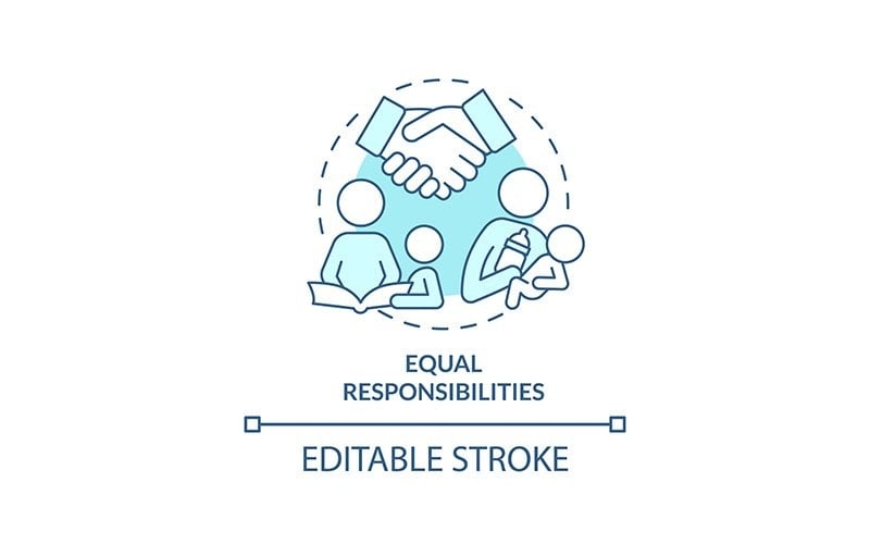 Equal Responsibilities Turquoise Concept Icon Icon Set