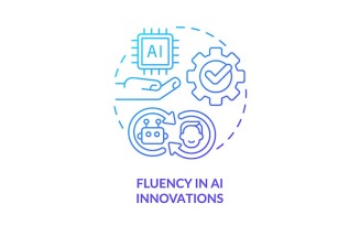 Fluency In AI Innovations Blue Gradient Concept Icon