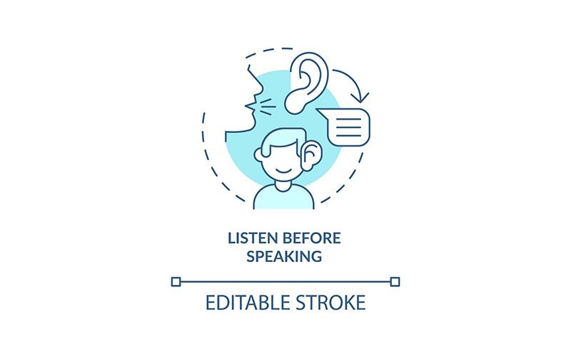 Listen Before Speaking Turquoise Concept Icon Icon Set