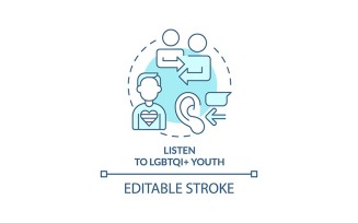 Listen To LGBTQI Youth Turquoise Concept Icon