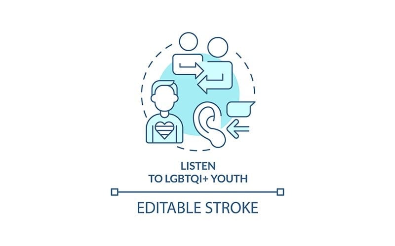 Listen To LGBTQI Youth Turquoise Concept Icon Icon Set