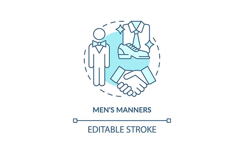 Men Manners Turquoise Concept Icon Icon Set
