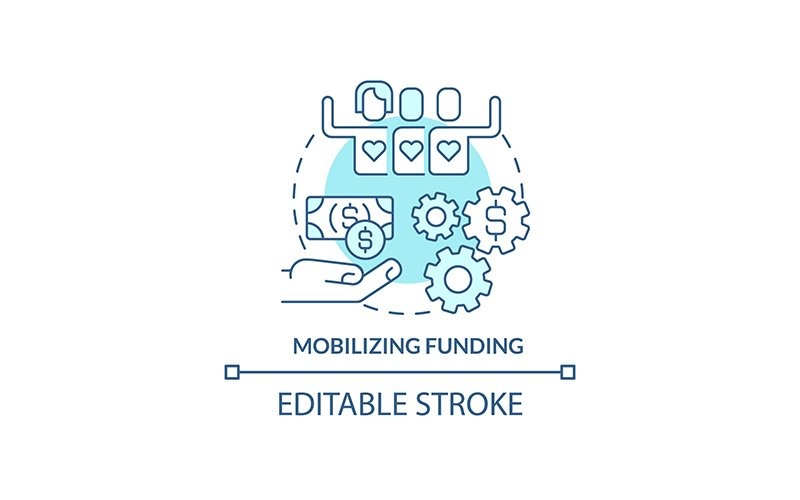 Mobilizing Funding Turquoise Concept Icon Icon Set