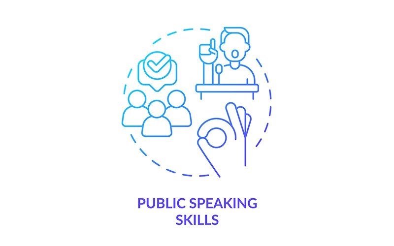 Public Speaking Skills Blue Gradient Concept Icon Icon Set