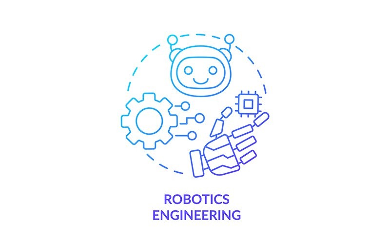 Robotics Engineering Blue Gradient Concept Icon Icon Set