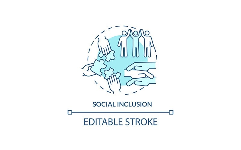 Social Inclusion Turquoise Concept Icon Icon Set