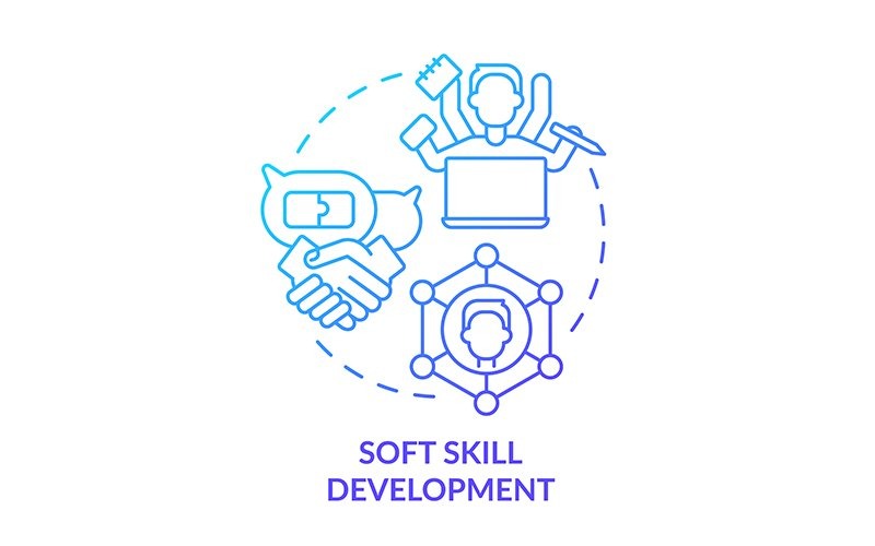 Soft Skill Development Blue Gradient Concept Icon Icon Set