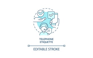 Telephone Etiquette Turquoise Concept Icon