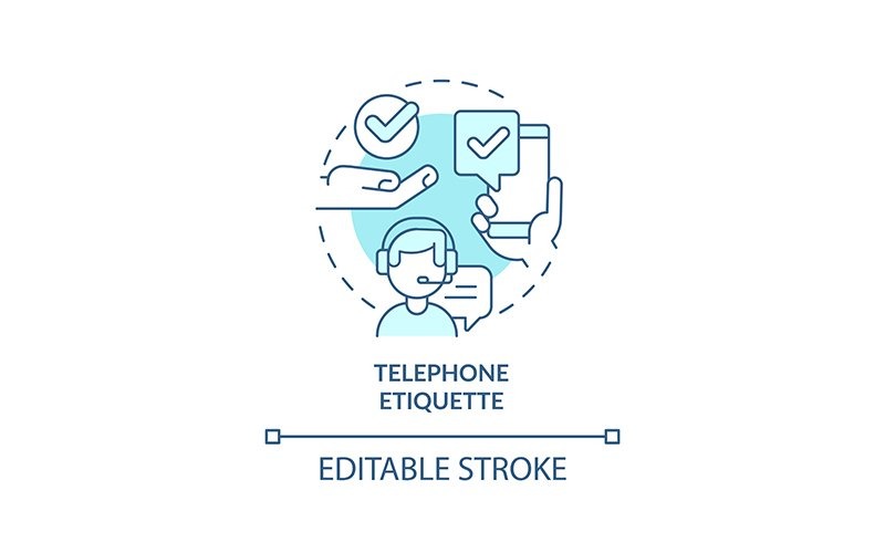 Telephone Etiquette Turquoise Concept Icon Icon Set