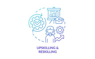 Upskilling And Reskilling Blue Gradient Concept Icon