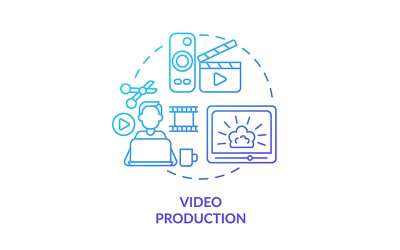 Video Production Blue Gradient Concept Icon Icon Set