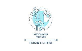 Watch Your Posture Turquoise Concept Icon