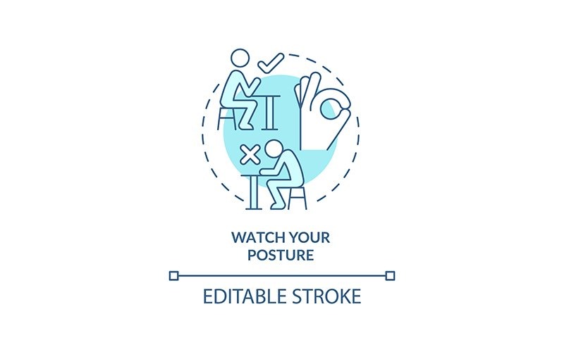 Watch Your Posture Turquoise Concept Icon Icon Set