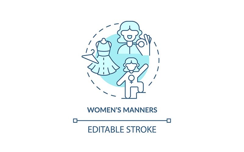 Women Manners Turquoise Concept Icon Icon Set