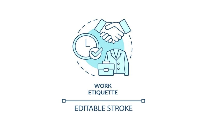 Work Etiquette Turquoise Concept Icon Icon Set