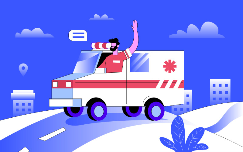 Ambulance Service From Hospital Free Vector Illustration Concept