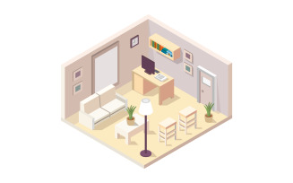 Isometric waiting room illustrated in vector on background