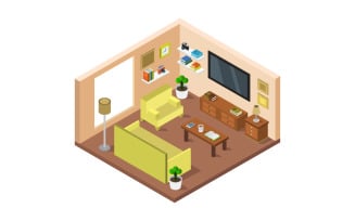 Living room isometric illustrator in vector on background
