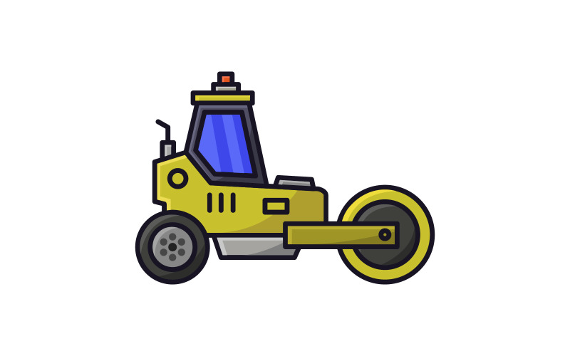 Road roller illustrated in vector on background Vector Graphic