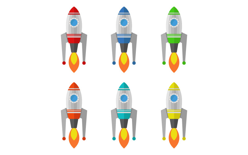 Rocket illustrated and colored in vector on background Vector Graphic
