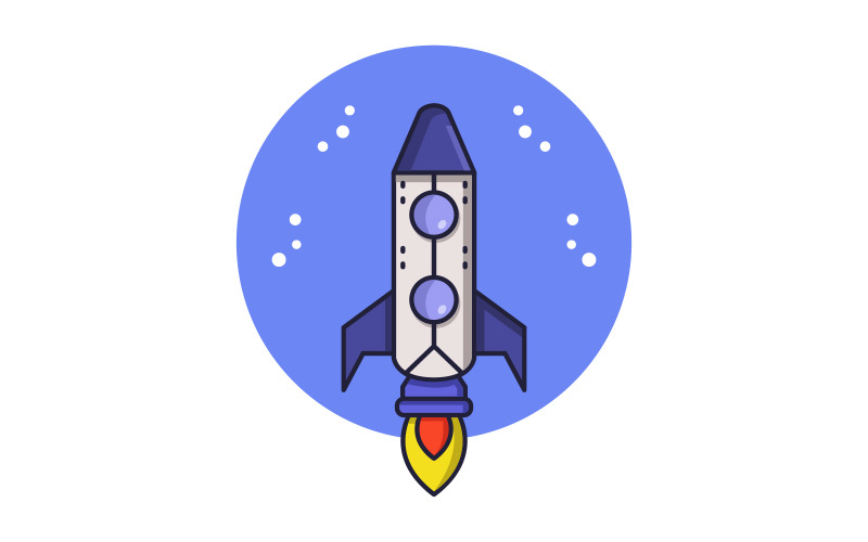 Rocket illustrated in vector on white background Vector Graphic