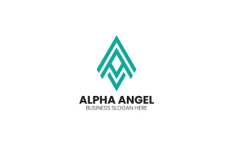 A, AA Letter Alpha Angel Logo Design Template