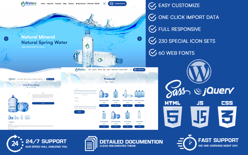 Watera - Water Delivery Company WooCommerce Wordpress Theme WooCommerce Theme