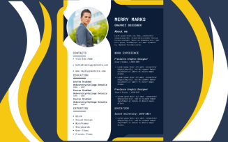 White Blue And Yellow Modern Resume Template