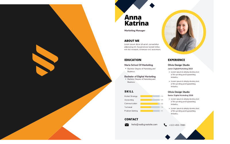Yellow Modern Abstract Modern Resume Resume Template