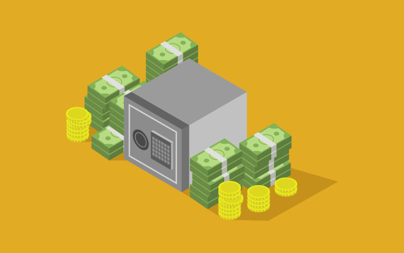 Isometric money illustrated in vector on background Vector Graphic