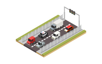 Isometric road in vector on background