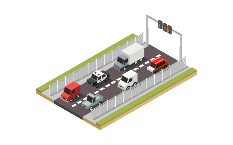 Isometric road in vector on background Vector Graphic