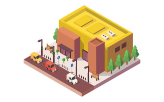 Isometric supermarket in vector on background