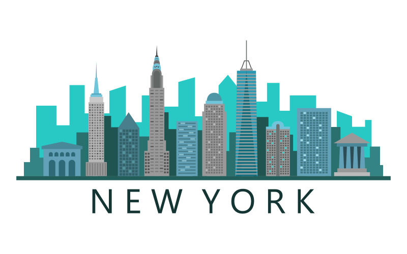 New york skyline illustrated in vector on a background Vector Graphic