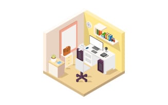 Office room isometric illustrated in vector on background