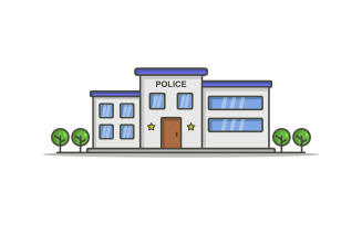 Police station illustrated in vector on a background