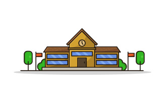 School illustrated in vector on a background